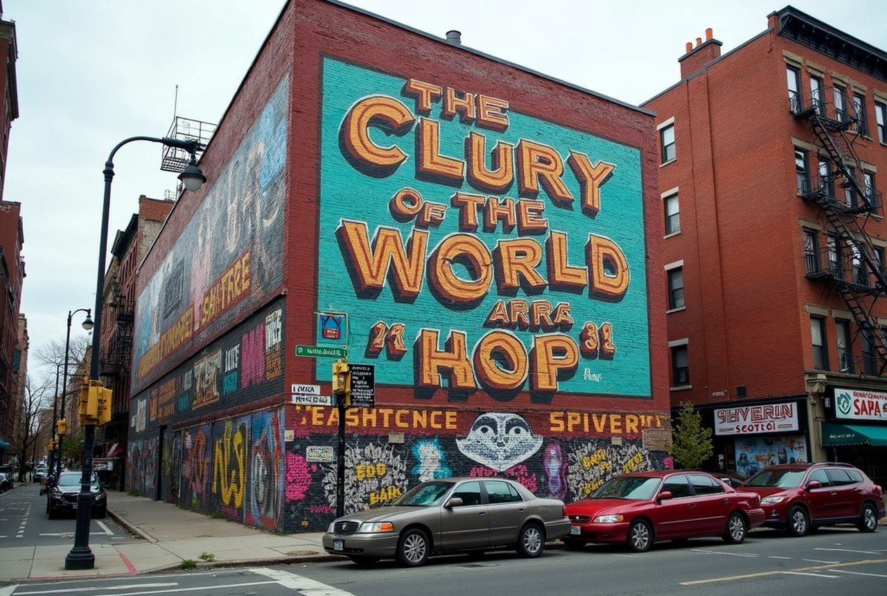 Large photorealistic memorial mural with immaculate lettering on a South Bronx building side, second-storey scale
